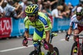 Milan, Italy 31 May 2015; Group of Professional Cyclists in Milan accelerate and prepare the final sprint Royalty Free Stock Photo